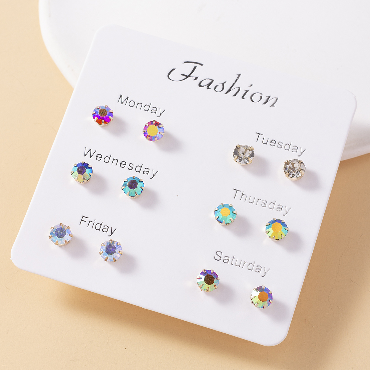1 Set Of 6 Pairs Of Women's Colored Stud Earrings, Holiday Gift, Simple Women's Jewelry