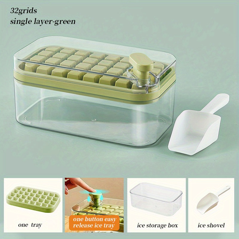 64 Silicone Ice Cube Trays With Lid And Bin -101oz- Easy Release