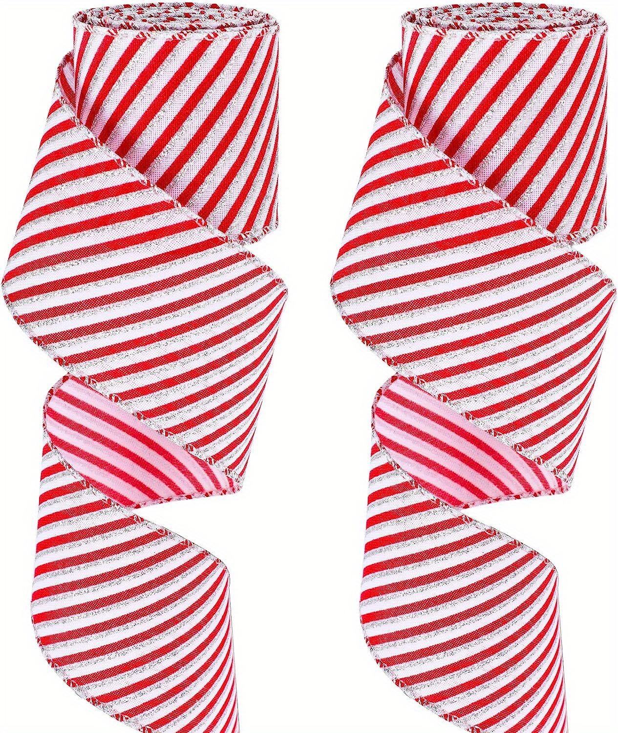 Christmas Peppermint Stripe Ribbon Christmas Wired Edge - Temu