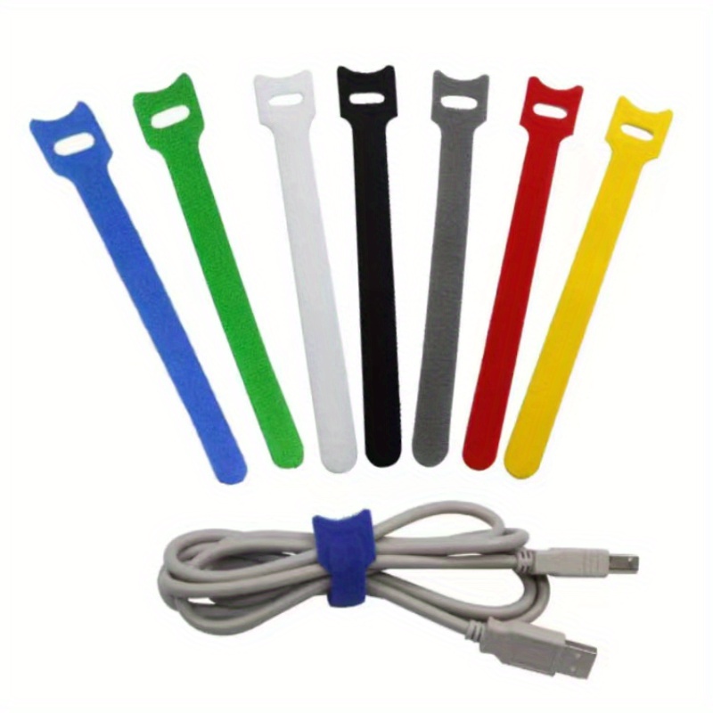 Reusable Hook Loop Cable Ties Black Adjustable Black - Temu