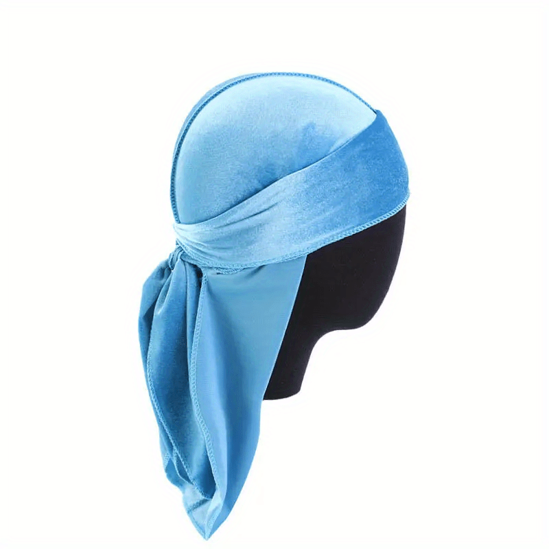 Vintage Velvet Durag Cor Sólida Laço Head Wraps Soft Bandana