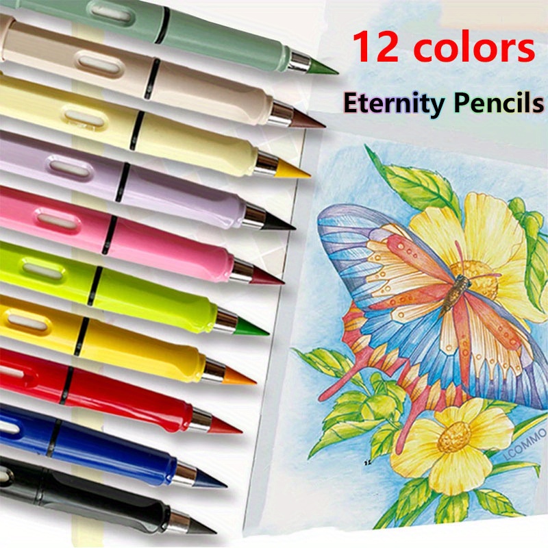 Color Pencils Colored Eternity Pencil 12 Colors Erasable - Temu