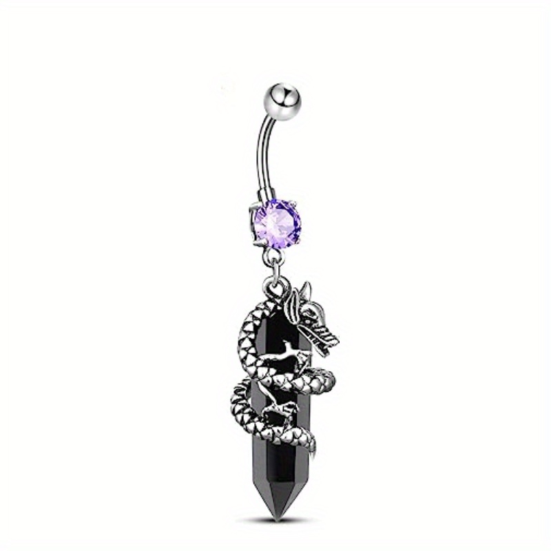 Dragon Shape Charm Belly Button Ring with Gemstones