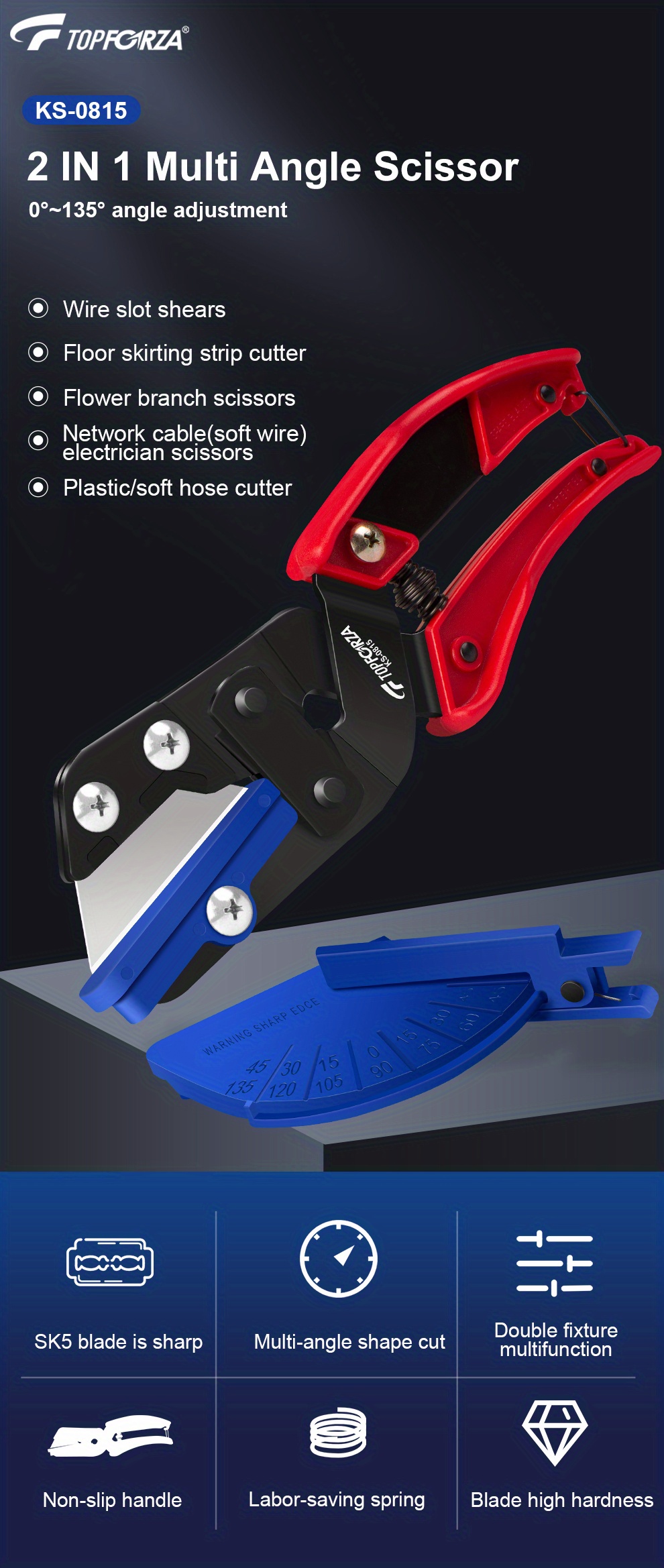 Cutting tools, Multi Angle Miter Shear Cutter Cuts 45 to 135 Degree Miter  Snips Cutting Tool,Best Utility scissors (Miter shears)