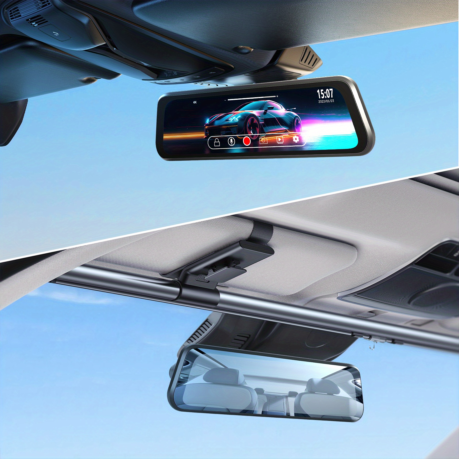 4k Mirror Dash Cam Front And Rear Rearview Mirror Camera For - Temu