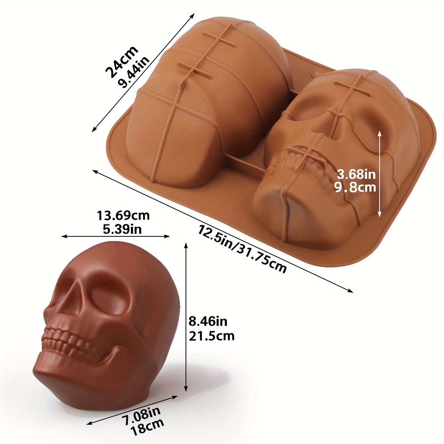 1pc 32cm Large Skull Cake Pan Haunted Skull Baking Cake Mold for Halloween  and Birthday Party