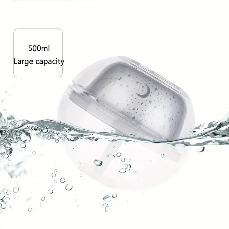 1pc 500ml mini humidifier crystal projection humidifier bedroom usb mini humidifier rechargeable air humidifier projection ambient light aesthetic room decor art supplies for living room classroom school bedroom office back to school school supplies details 6