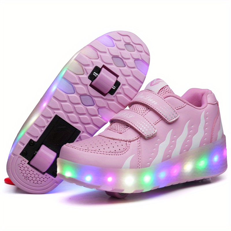  Roller Skate Shoes 2-in-1 Multi-Purpose Shoes Wheel Adjustable  Sole with LED Light Skateboarding Shoes Girls Boys Sports Shoes Fitness  Shoes,Black-30 : Sports & Outdoors