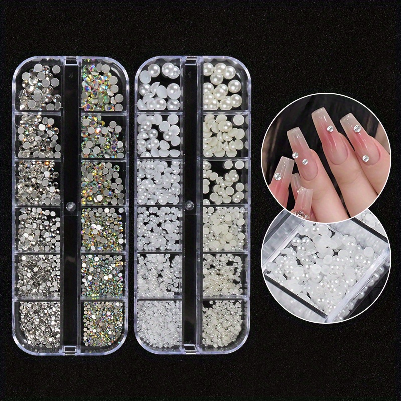 20/60Pcs Mixed Shape Glass Nail Art Rhinestone Crystal Pointback Nail Gems  Diamond Stones DIY Manicure Accessories