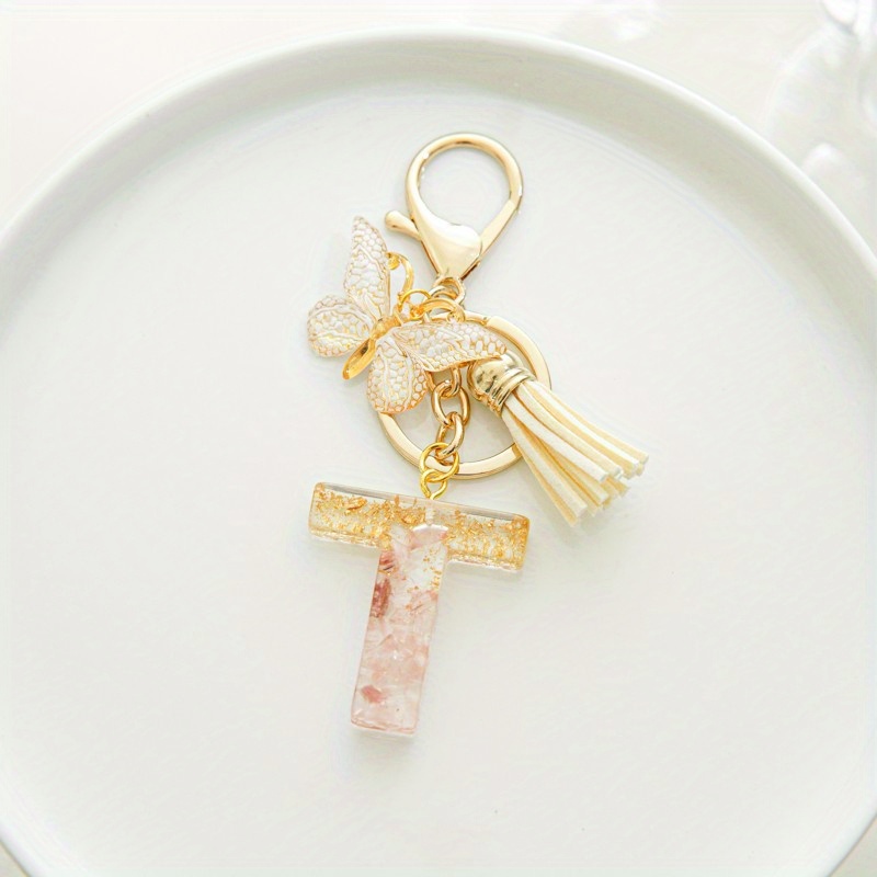 Initial Letter Keychain Alphabet O p Resin Keychains - Temu