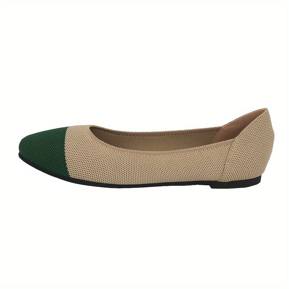 Colorblock Knitted Flat Shoes Almond Toe Soft Sole Comfortable Flats