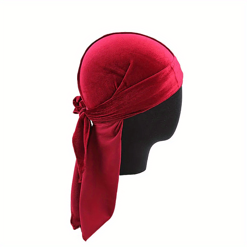 Vintage Velvet Durag Cor Sólida Laço Head Wraps Soft Bandana