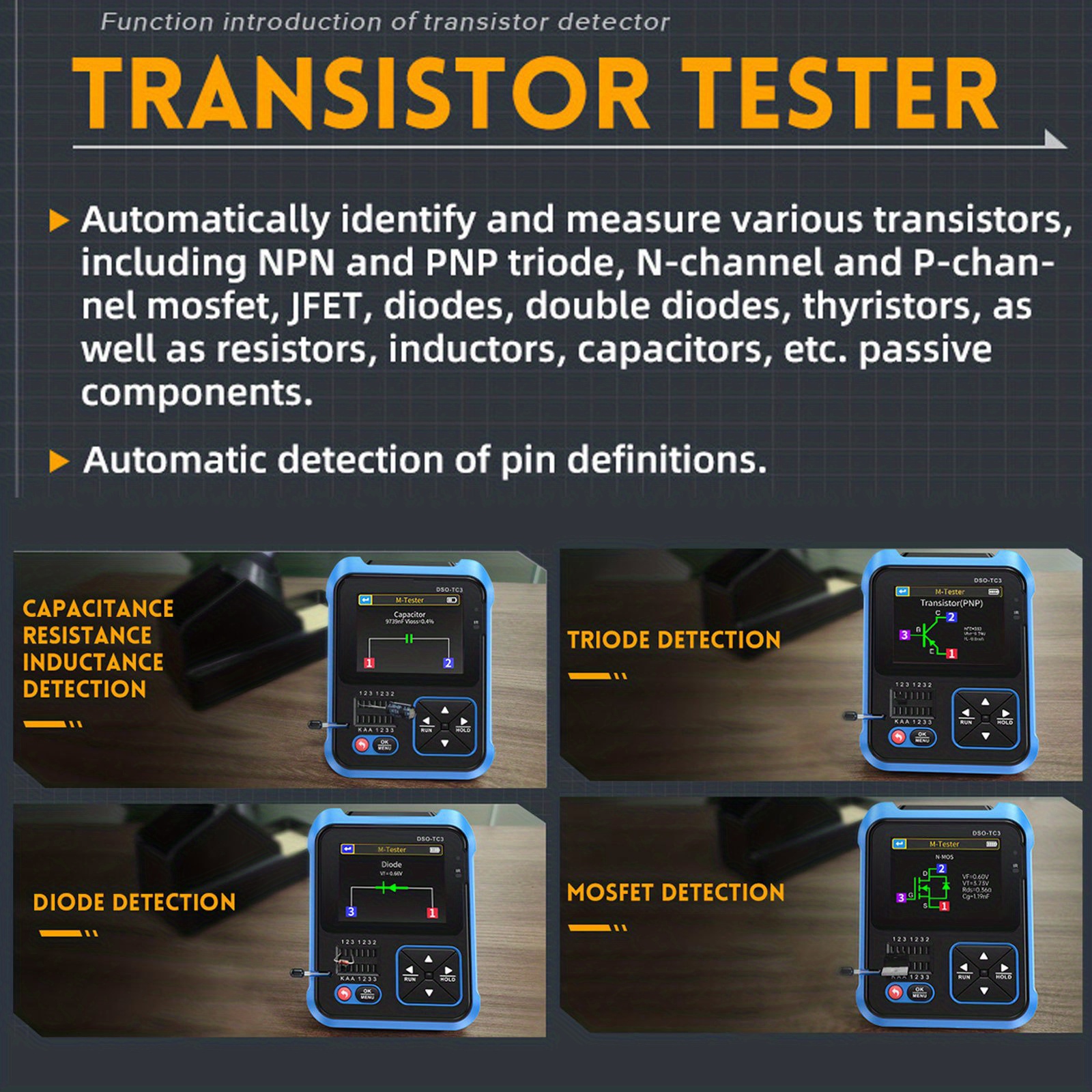 FNIRSI DSO-TC3 Transistor Tester Digitale Oscilloscopio con Generatore di  Segnali 3 in 1 Multifunzione