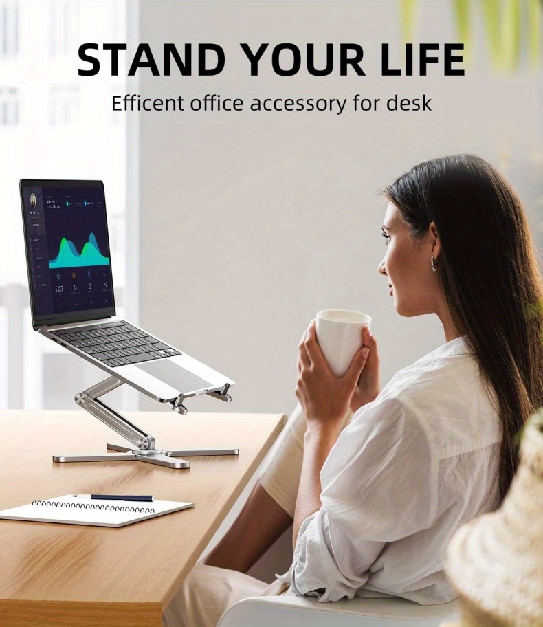1pc x shaped design rotating laptop stand for desk adjustable height foldable portable aluminum laptop stand heat dissipation elevated base stand for macbook laptops details 3