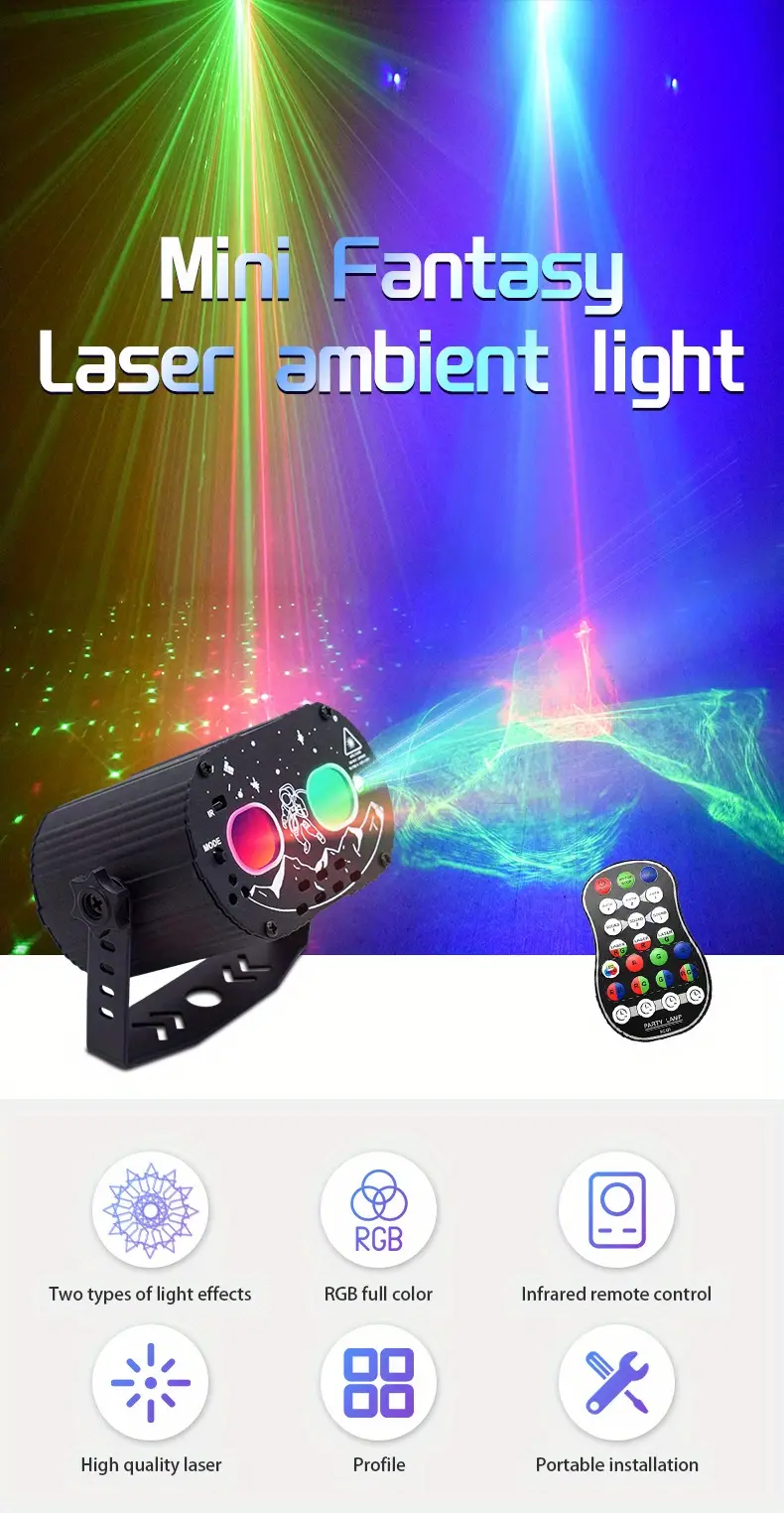 laser stage lighting effect laser projector party dj disco light usb portable multiple effects and northern lights suitable for indoor and outdoor party birthday festival halloween christmas home light show details 0
