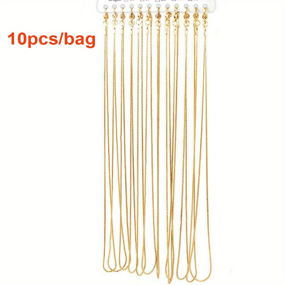 10pcs 16-30 Inch Rose Golden/golden/rhodium Plated Snake Chains Plain Necklaces 10pcs Wholesale