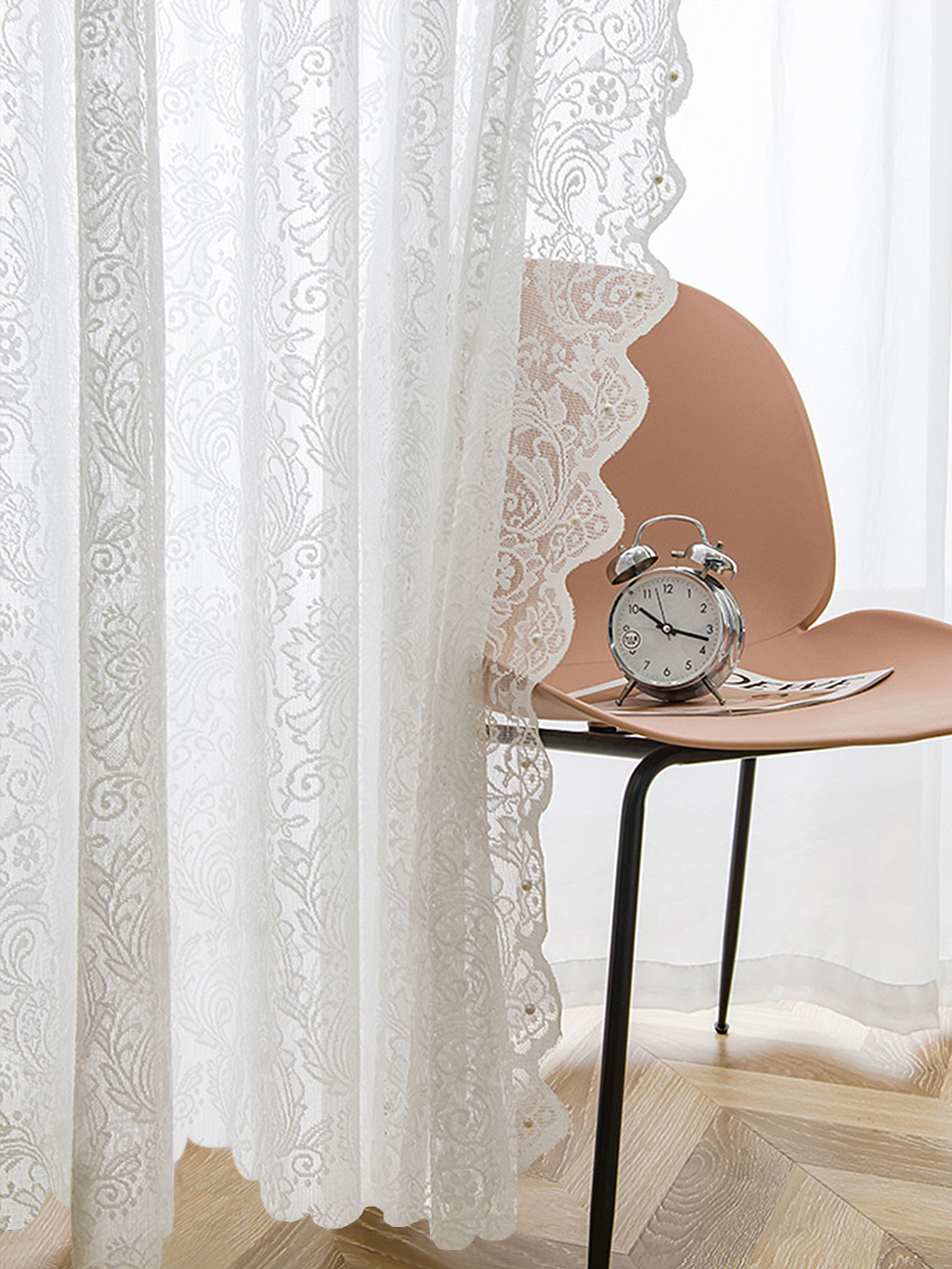  Cortinas francesas estampadas rosas, con cortinas blancas con  volantes para dormitorio, cortinas florales de encaje para sala de estar  (color : 1 panel, tamaño: 1.6xH1.16.4 ft/63x59in) : Bebés