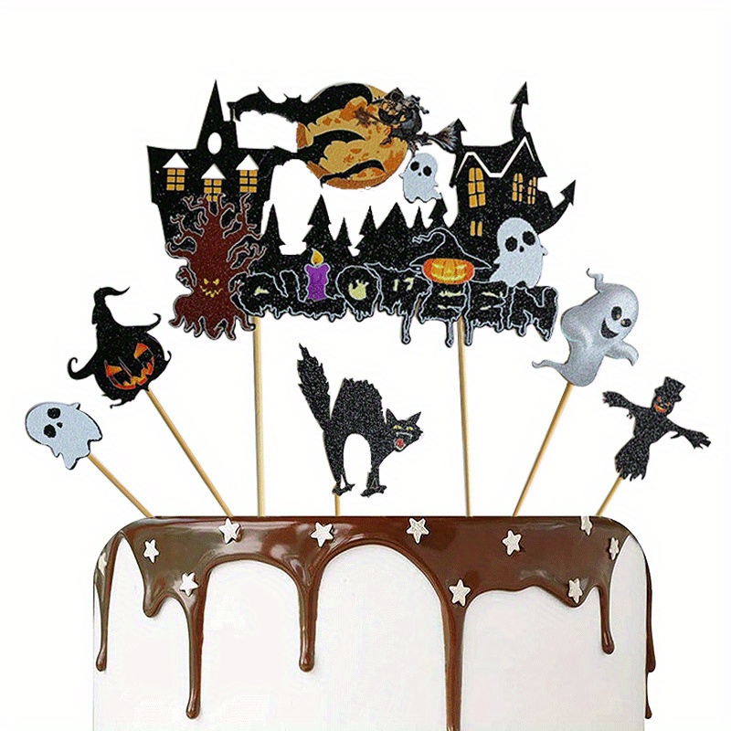 14 Stück Halloween Cupcake Topper – Süße Kuchen-Deko Mit Hexe, Kürbis, Geist & Fledermaus | Für Gruselige Partys & Kuchen