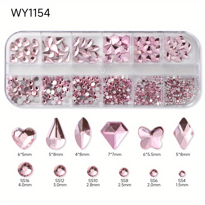 1 Caja 3D Uñas Diamantes De Imitación De Rosa Joyas Perlas - Temu