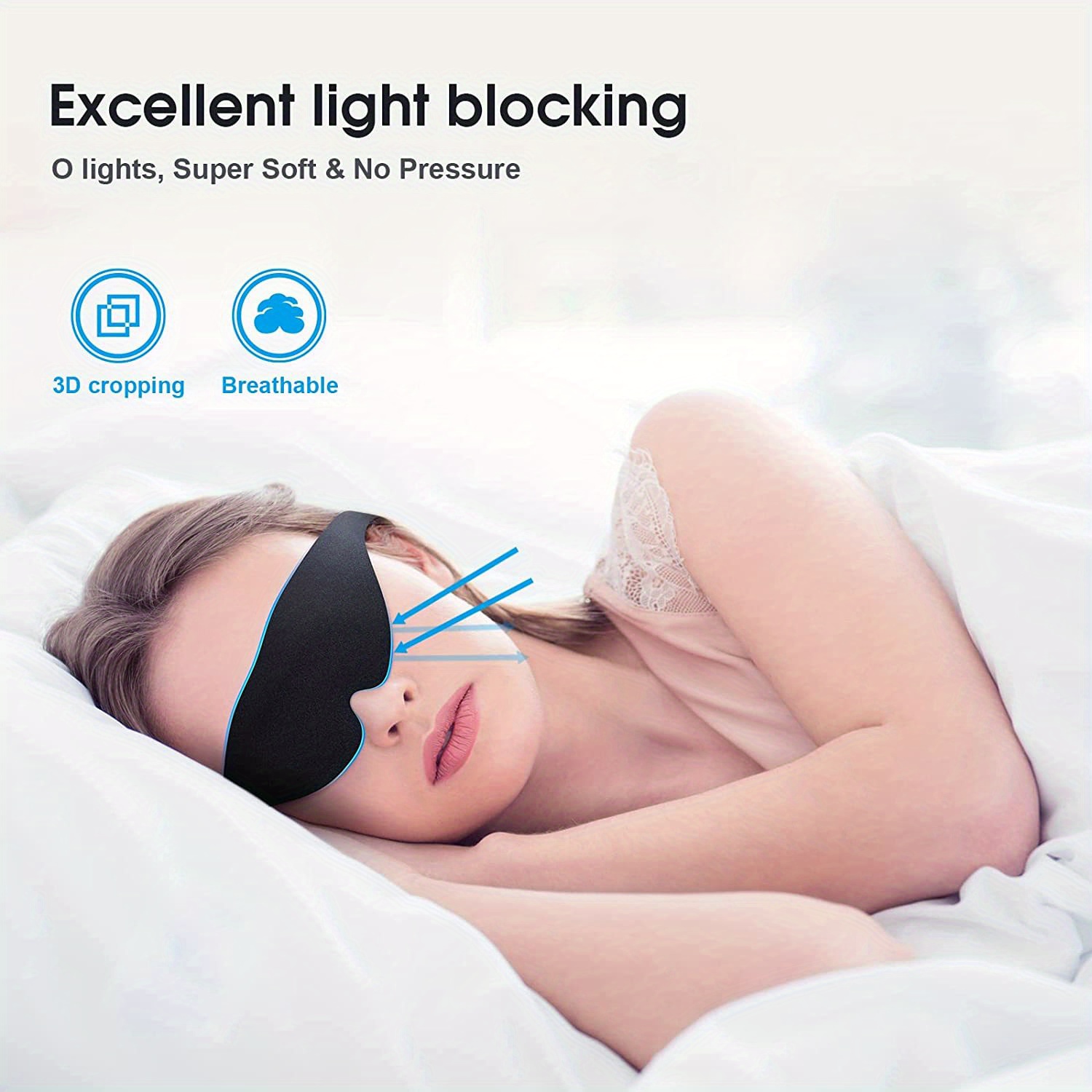 1pc black sleep mask adjustable 3d contoured eye masks for sleeping shift work naps night blindfold eyeshade for men and women details 4