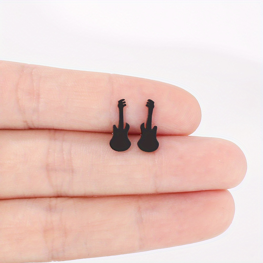 Guitar Stainless Steel Earrings In 3 Colors