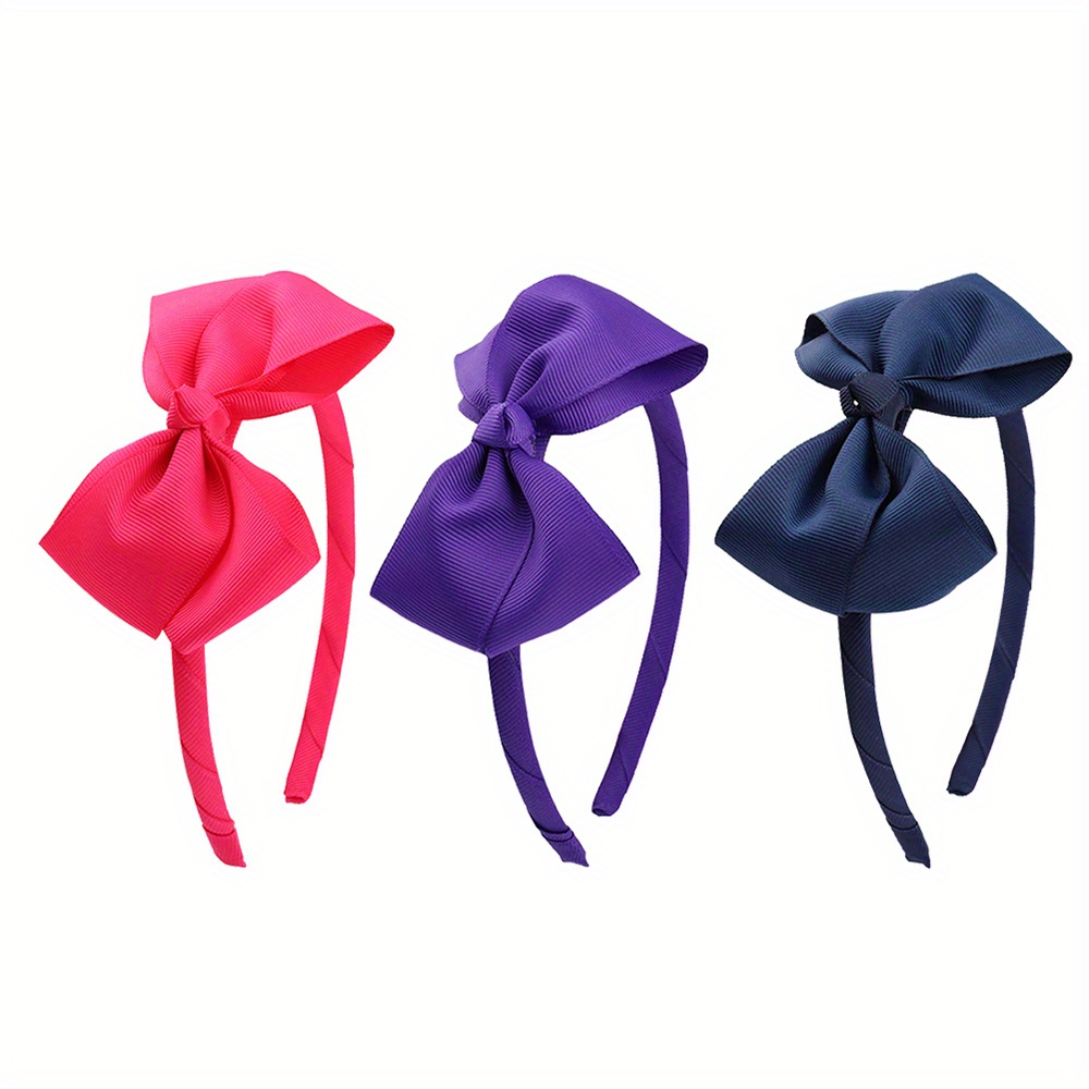 3pcs Bandeaux Noeud Papillon Couleur Unie Imprimé Mignon Coloré