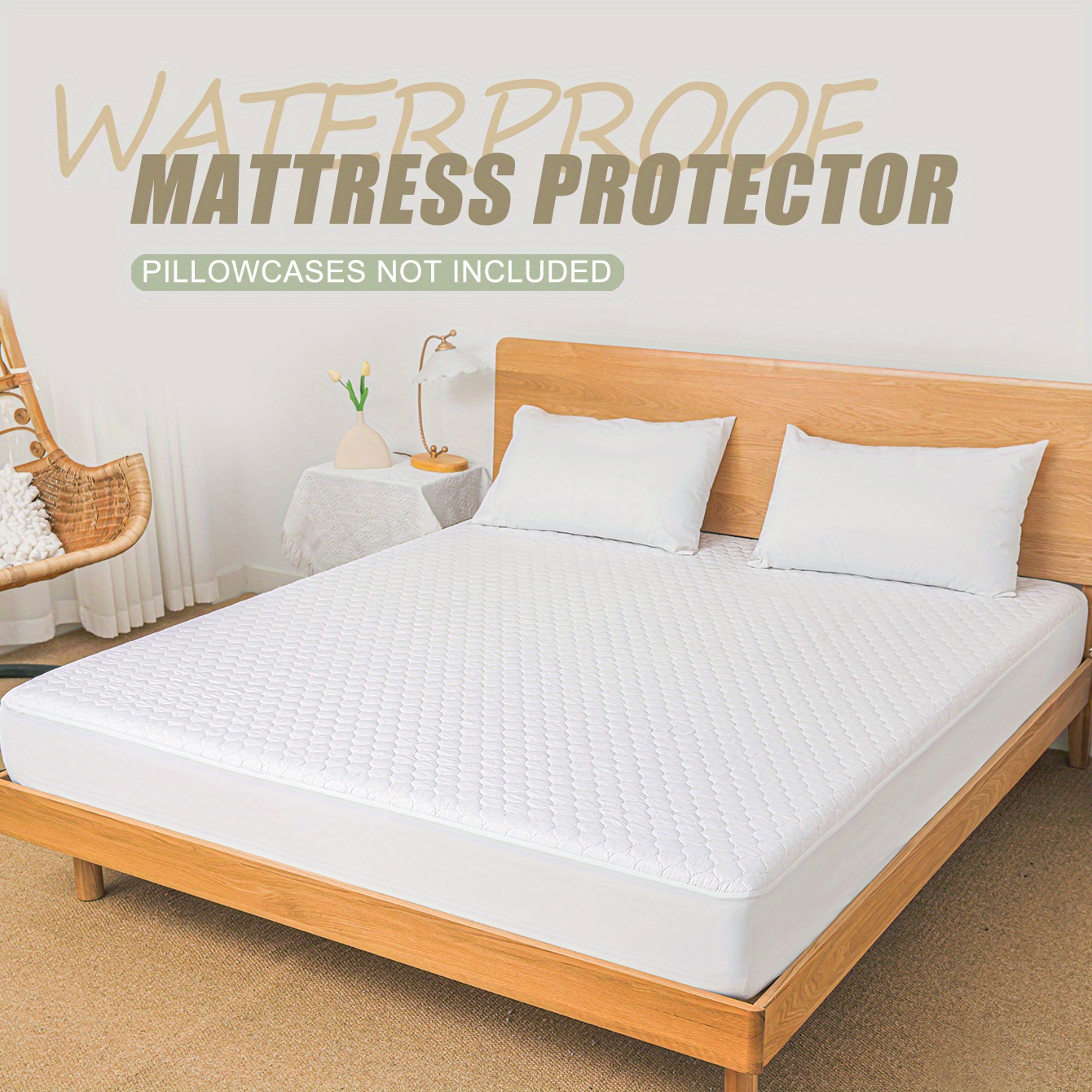 SWONE Protège-Matelas imperméable Queen, Couvre-Matelas Respirant de Style  Drap-Housse, Protège-Matelas avec Poche Profonde pour jusqu'à 12'', Lavable