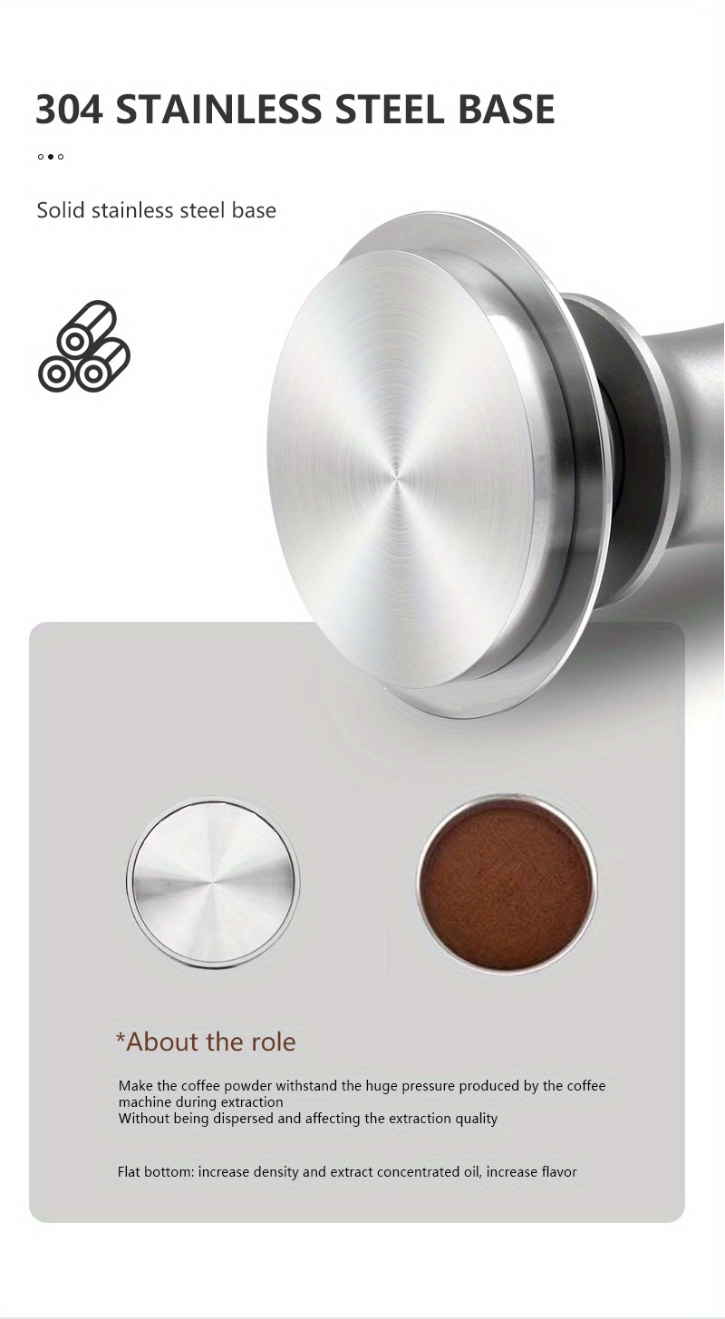 51 53 58mm calibrated espresso tamper coffee tamper with spring   tamper with flat stainless   details 4