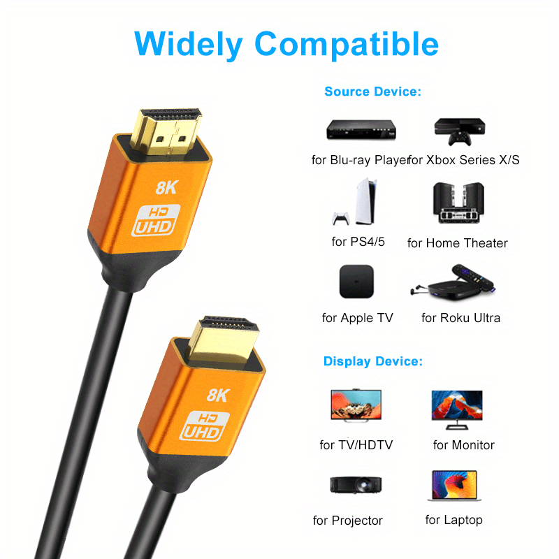 high speed 8k hdmi cable hdmi 2 1 cable aluminum alloy hdmi male to male cable hdmi 2 0 1 4 cable 8k hdmi cable high speed hdmi 2 1 cord 4k120 144hz 8k60hz 3d compatible for ps5 ps4 uhd tv and pc details 2