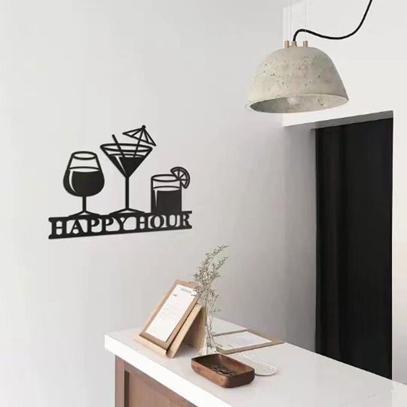 Wall Decor Happy Hour Sign Metal Bar Wall Art Decor Black Temu