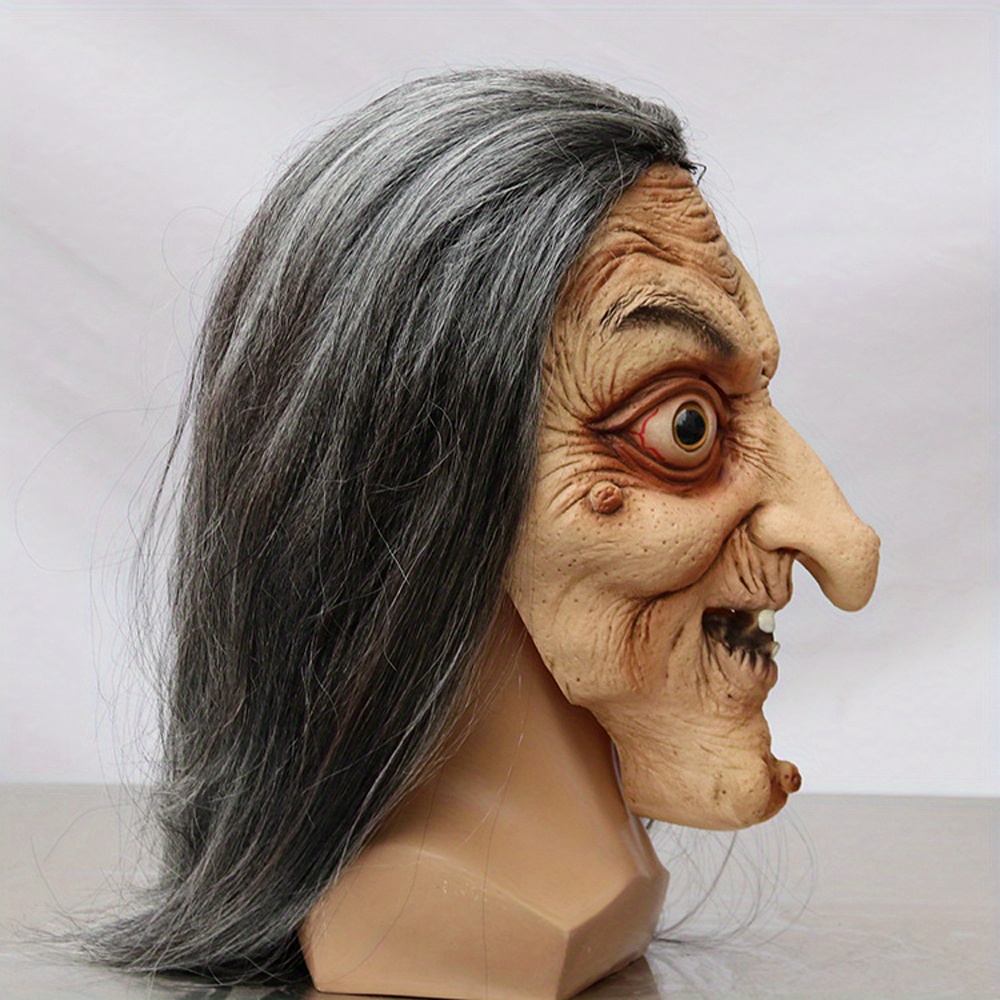 Dropship 1pc, Halloween Horror Witch Mask, Latex Head Mask, Witch