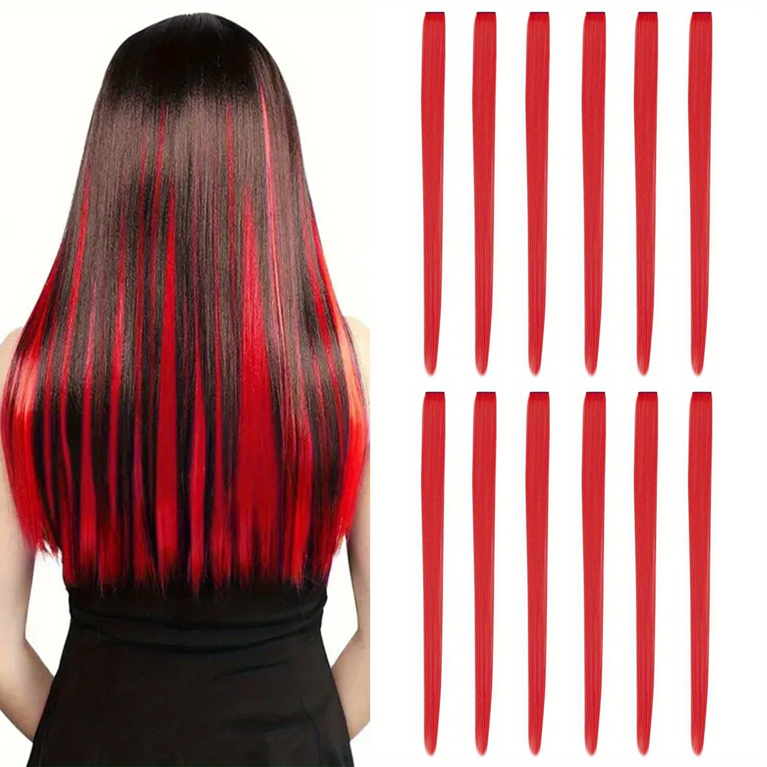 12 Pcs Y2K Hair Extension Clip In Hair Extensions 55 88 Cm