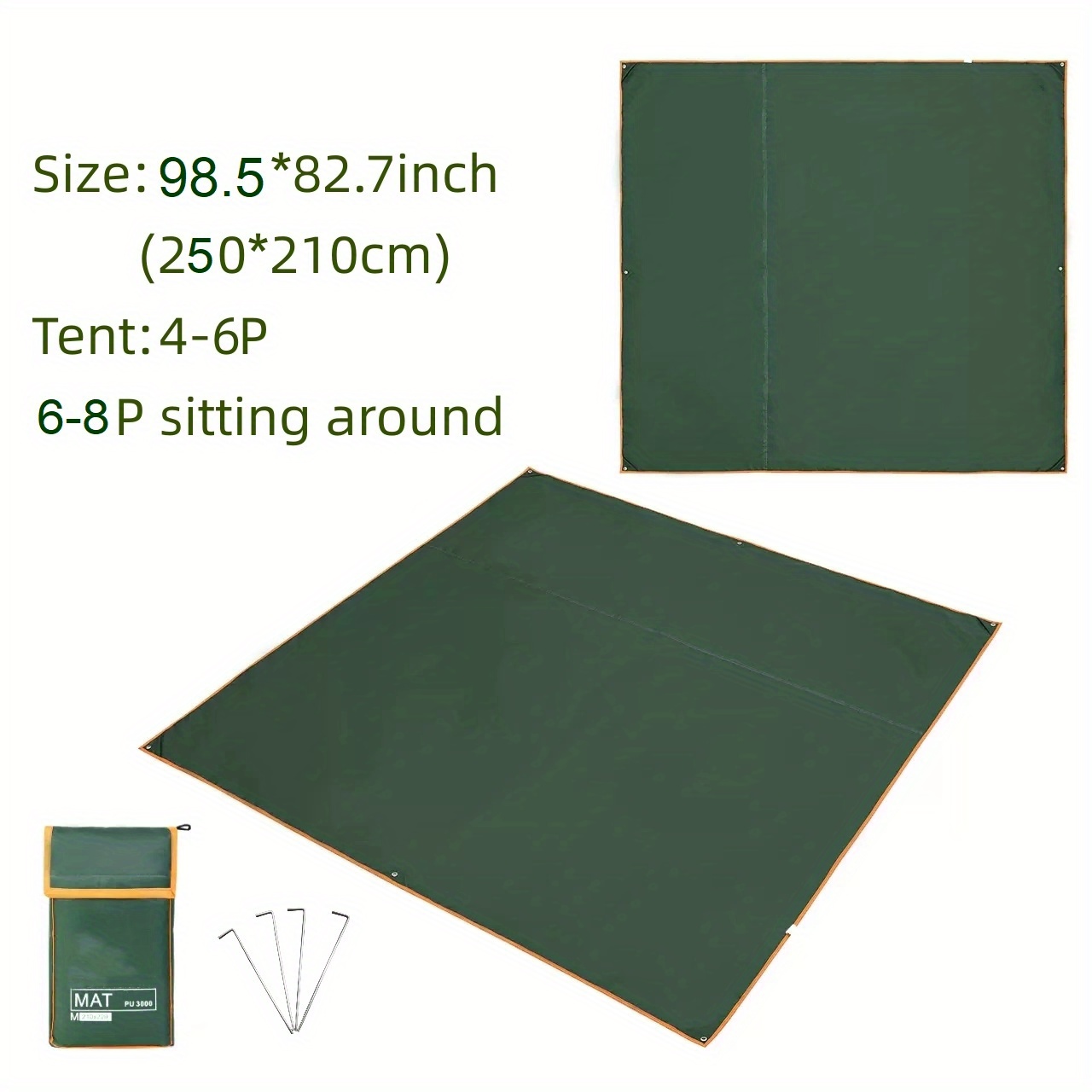 PU3000 Windproof Tarp Moisture Washable Floor Mat Sunshade Canopy Pocket Mat