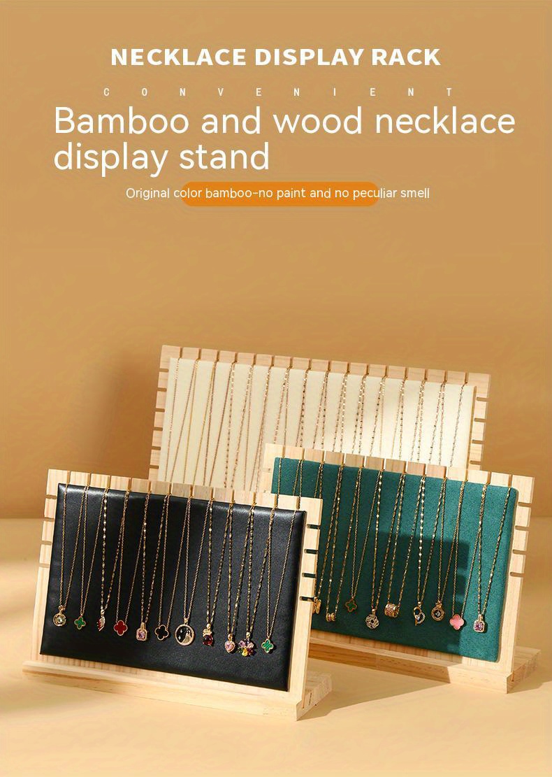 wooden large necklace display stand jewelry bracelet hanger details 0