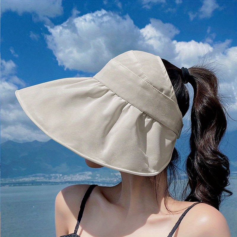 Foldable Wide Brim Ponytail Beach Hat With Adjustable Back And Bow Pearl  Perfect For Summer Beach, Fishing, And More! Available In Beige, White, Or  Khaki. From Ds_fashion, $6.82