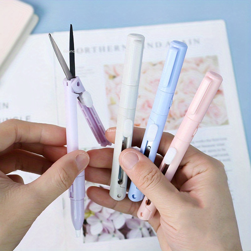 Mini Color Folding Scissor Pen Cutter Portable Size Safe - Temu