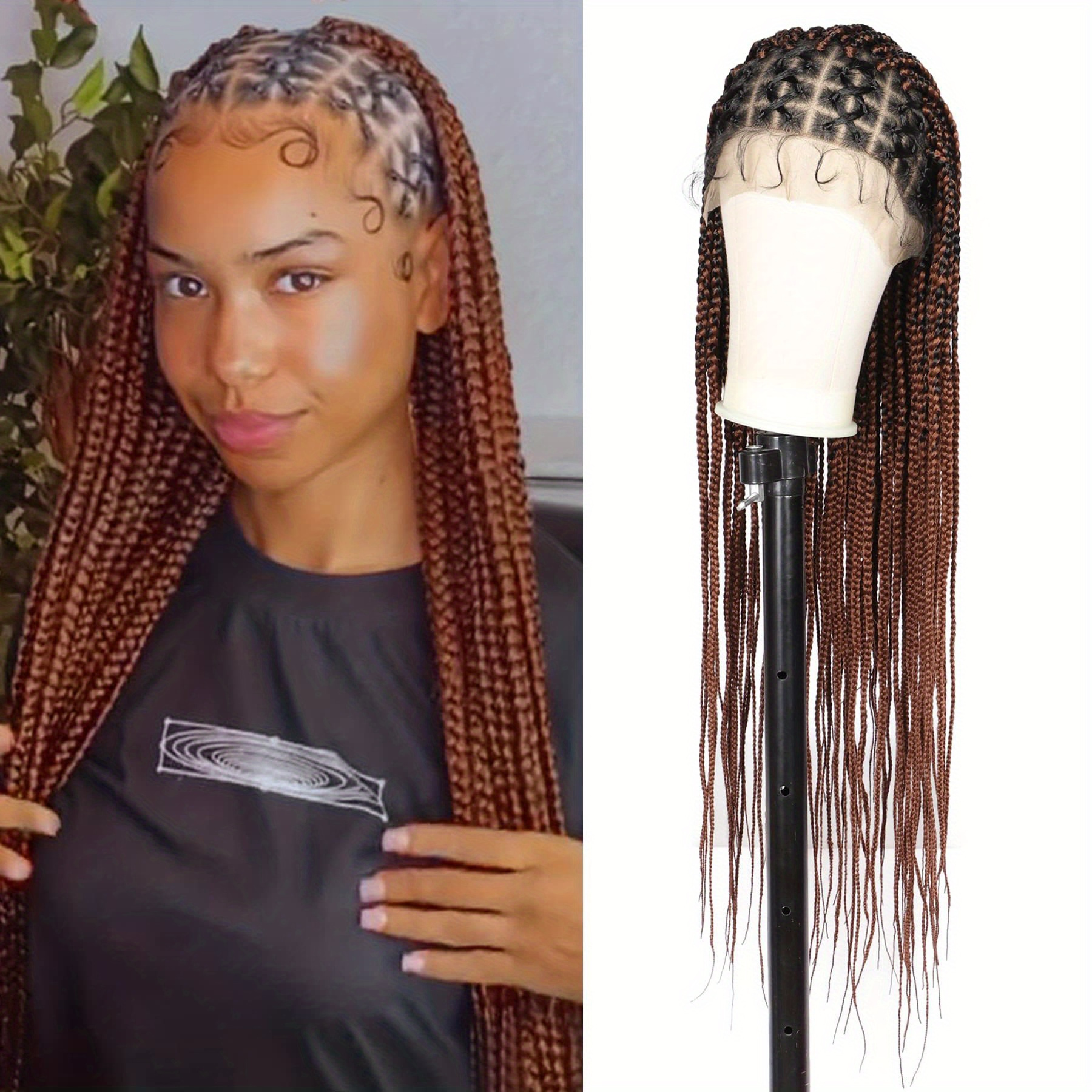 Knotless Box Braided Wigs Full Lace Cornrow Braid Hair Wigs - Temu