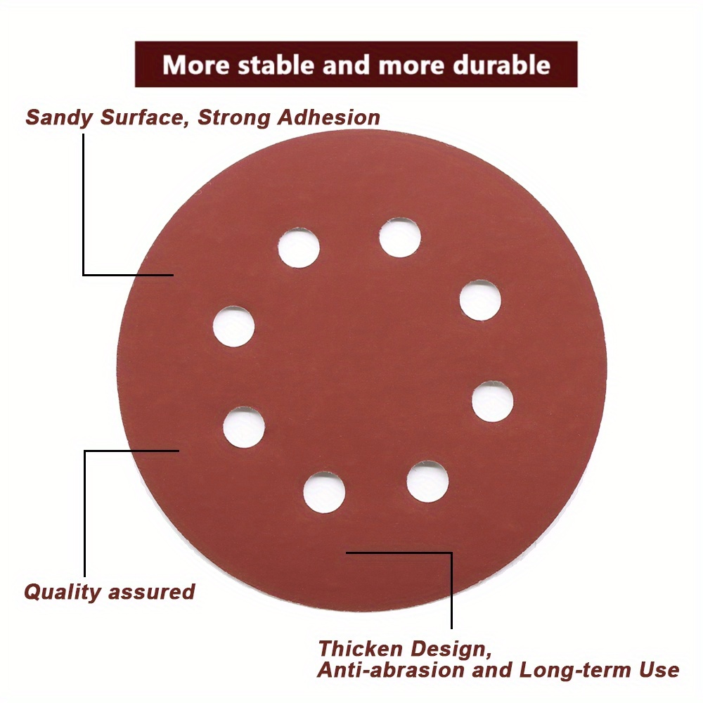 Round Sandpaper 8 Holes Disk Sand Sheets Grit 80 3000 Hook Temu