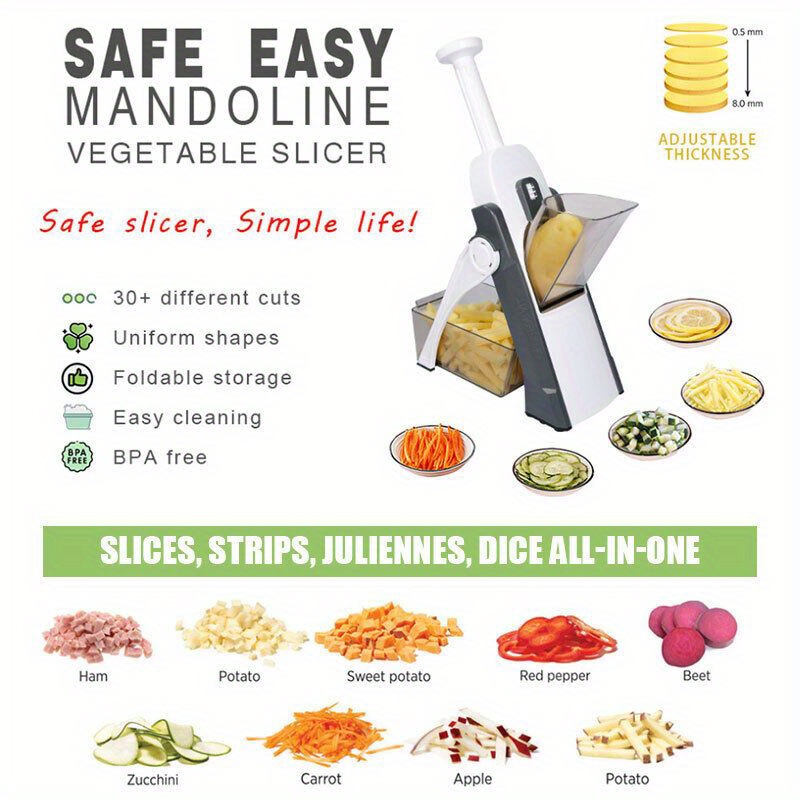 Manual Mandolin Vegetable Slicer Adjustable Thickness Food Chopper