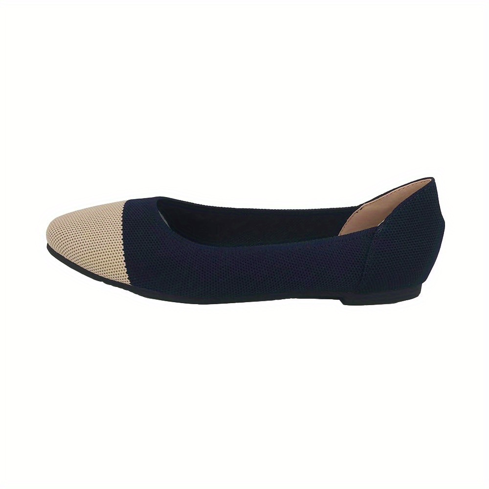 Colorblock Knitted Flat Shoes Almond Toe Soft Sole Comfortable Flats
