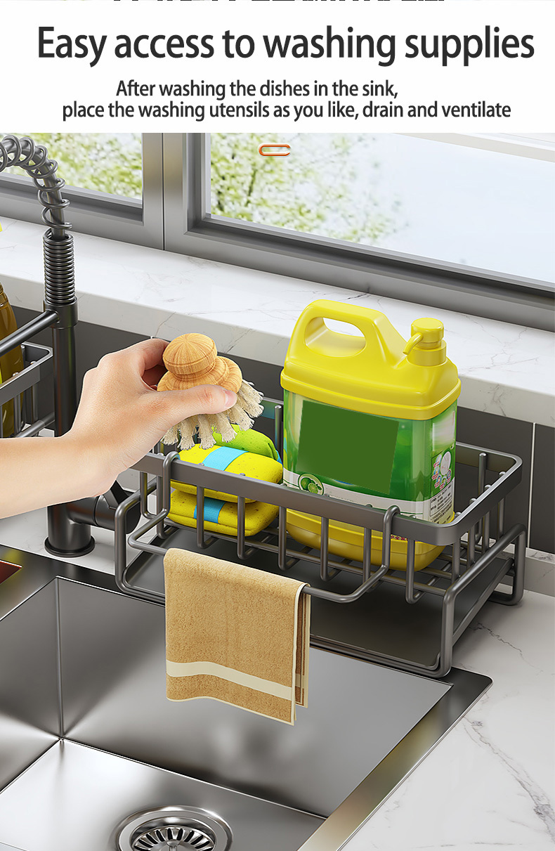 Stainless Steel Kitchen Sponge Holder Rack, With Drain Tube, Holder Rack  For Sponge Brushes Scrubber, Kitchen Supplies Organizer - Temu