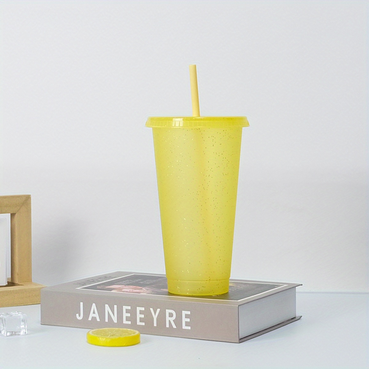 Plastic Juice Glass and Straw