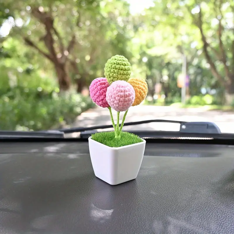 Handmade Crocheted Balloon Bonsai Cute Car Interior - Temu
