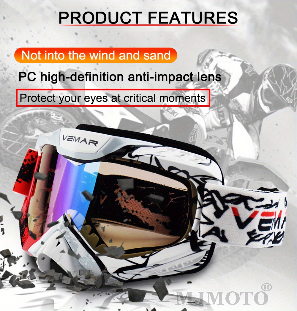 Gafas Motocross Vemar, Gafas Sol Motocicleta, Gafas Ciclismo Todoterreno Mx  Mtb Downhill, Gafas Hd Hiper Lense Goggle, Ahorre Ofertas Liquidación