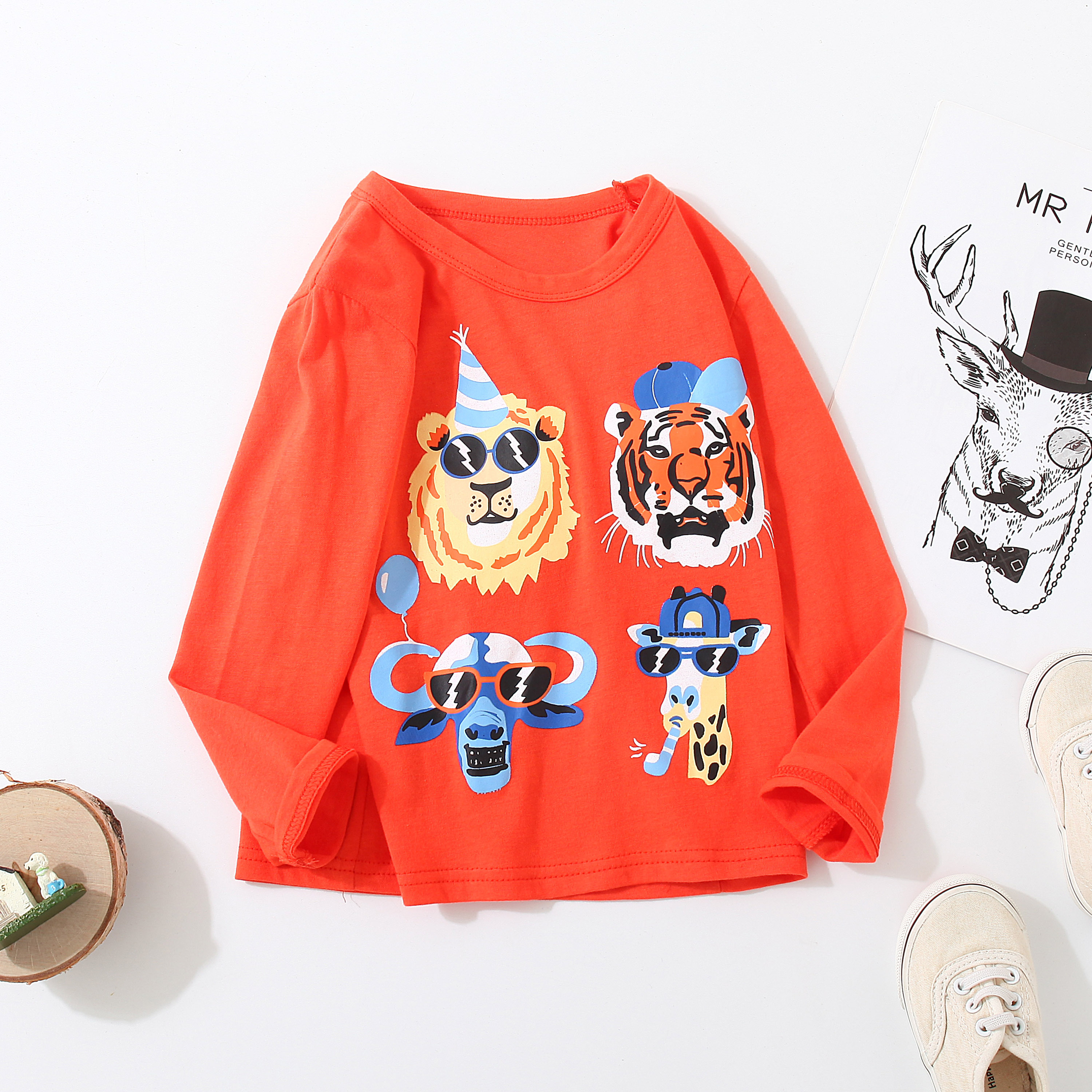 T-shirt Manches Longues Enfant Fille Garçon - Coton Doux Coupe Large - Imprimé Uni - Maternelle Loisirs - 11