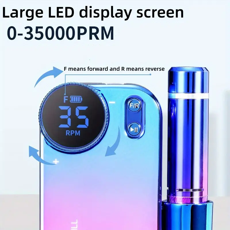professional rechargeable 35000 rpm nail drill portable electric file scamander with led display acrylic gel grinder tools details 1