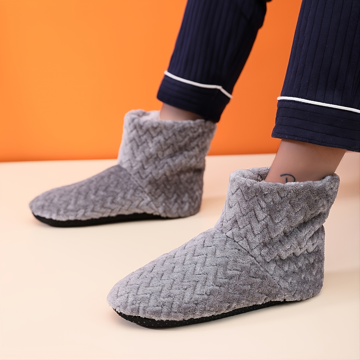 Mens warm 2024 slipper boots