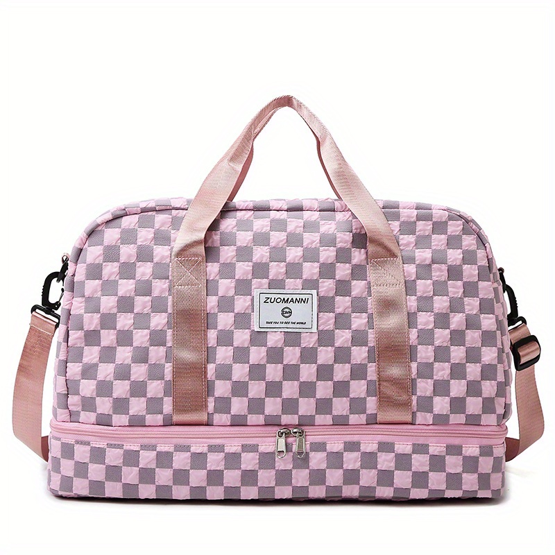 Portable Checkerboard Pattern Sports Gym Bag, Large Capacity Travel Duffle  Bag, Lightweight Weekender Overnight Bag - Temu Germany