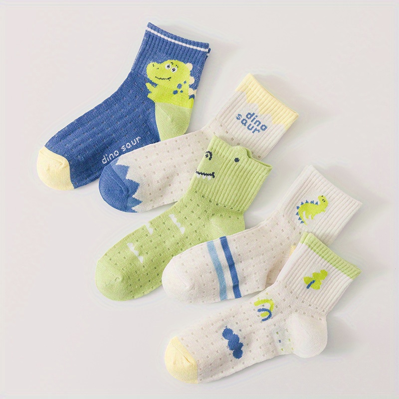 5PCS Spring Summer Boys Socks Cotton Breathable Knitted Socks For Children Kids
