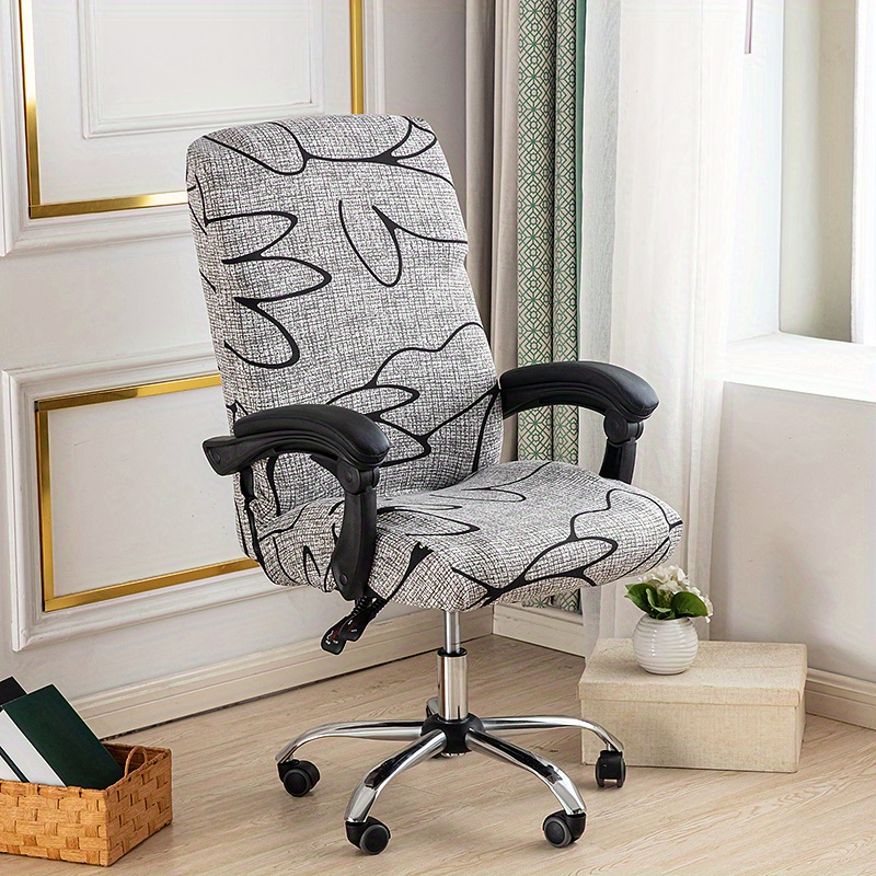 FORCHEER Funda para silla de oficina, elástica, resistente al agua, color  marfil, elástica, jacquard, para sillas de escritorio, L